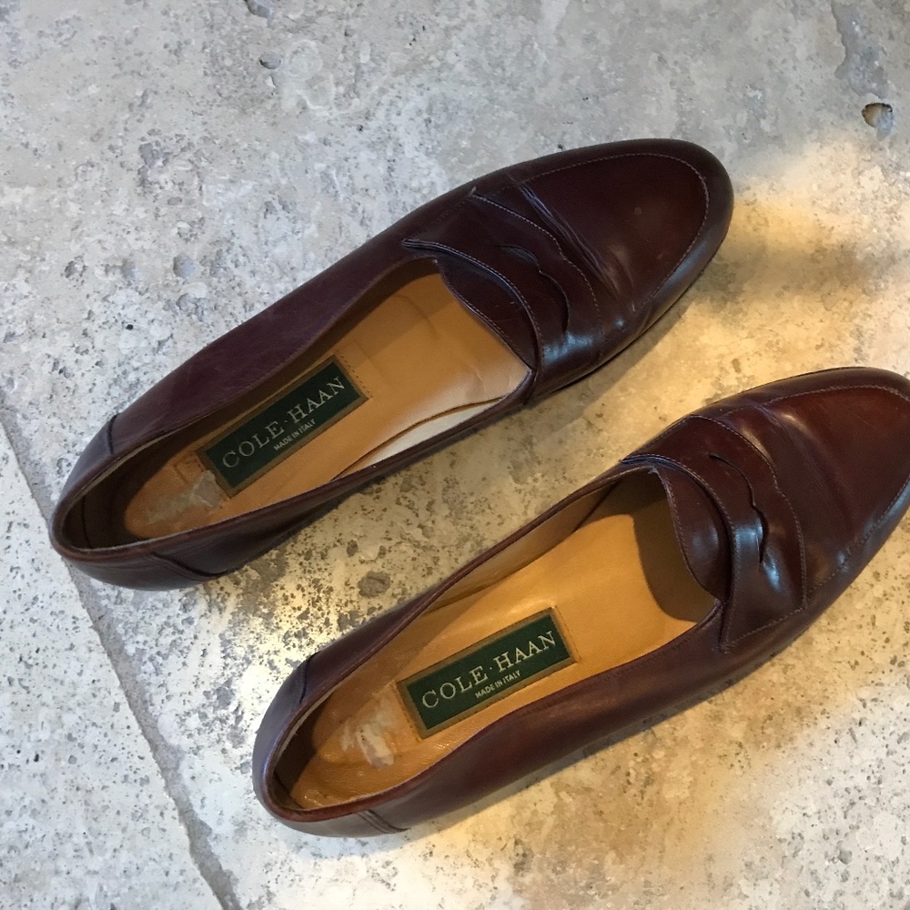 Cognac leather, COle Haan loafers size 7B